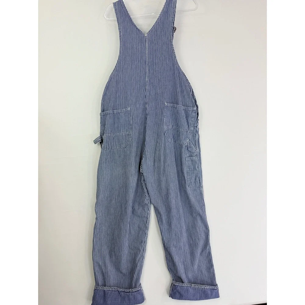 Round House Hickory Stripe Overalls Sanforized Men Large? Blue Workwear Bibs USA